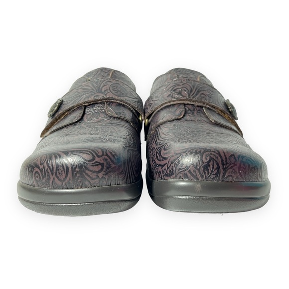 Alegria Joleen Molasses Brown Tooled Leather Slip On Oxford Size 40 / 10 - Picture 5 of 16